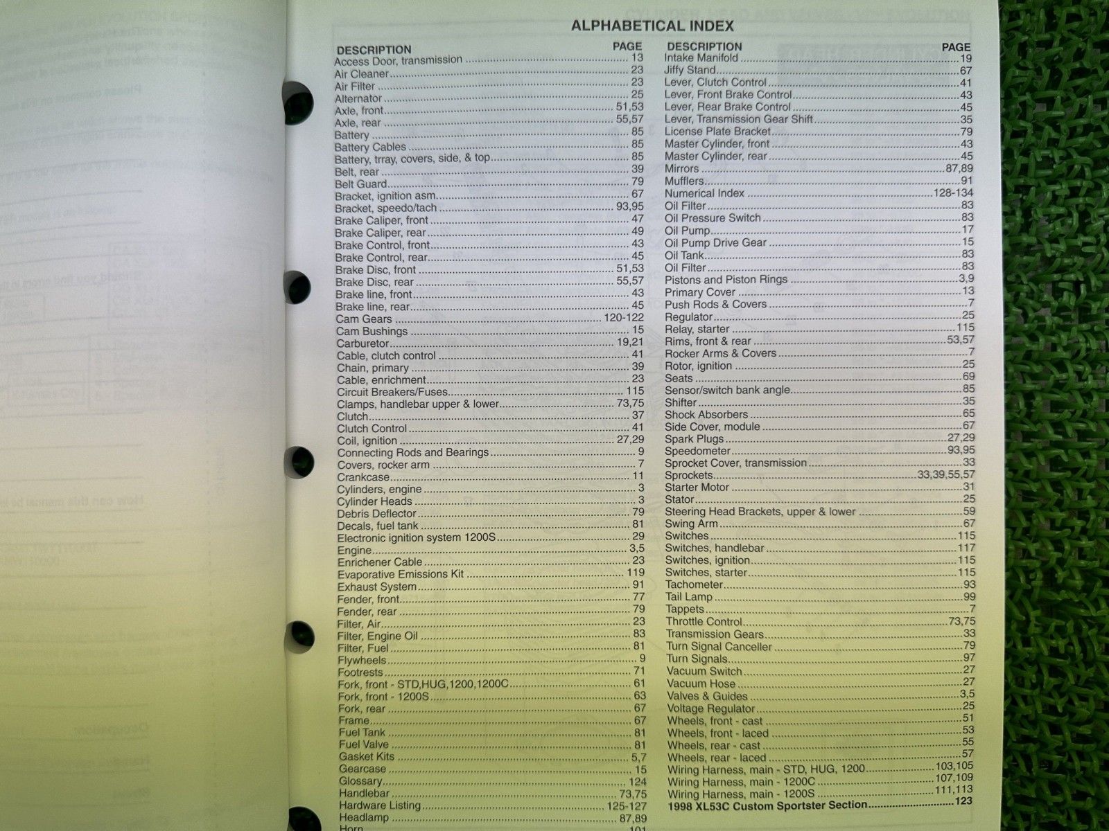 XLH パーツリスト 英語版 ハーレー 正規 バイク 整備書 スポーツスター 1998年XLHモデル パーツカタログ 車検 パーツカタログ Ic