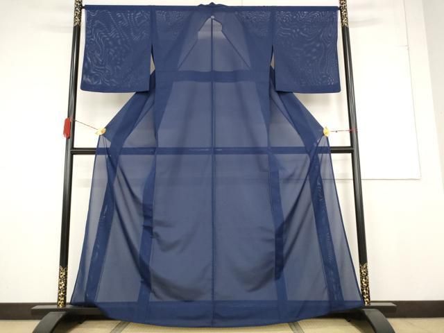 平和屋着物＊夏物 色無地 絽 留紺色 洗える着物 AABB0588st
