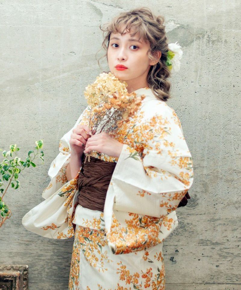 dita 浴衣　夏のオレンジユーム 夏のオレンジユーム】Dita ディータ 浴衣 5点セット レディース