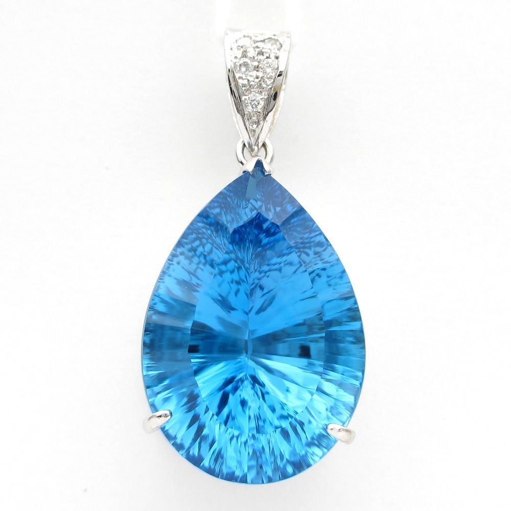 K18WG ホワイトゴールド ブルートパーズ 19.58ct ダイヤモンド 0.05ct 