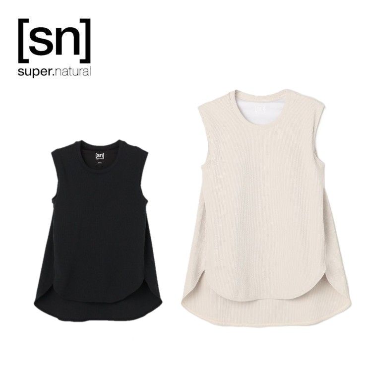 25秋冬 エスエヌ スーパーナチュラル sn super.natural レディース JP ワッフル ブラトップ タンクトップ snwj10237 ブラトップ カップ付き ヨガ ピラティス フィットネス