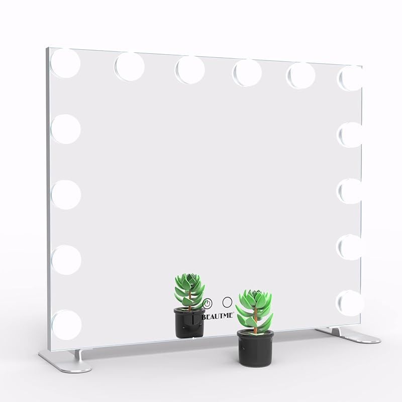 Wonstart 女優ミラー 卓上 ハリウッドミラー LED電球付き 暖色 寒色 ライトモード 明るさ調節 鏡 ライト付き LED ドレッサー 化粧台適用 1