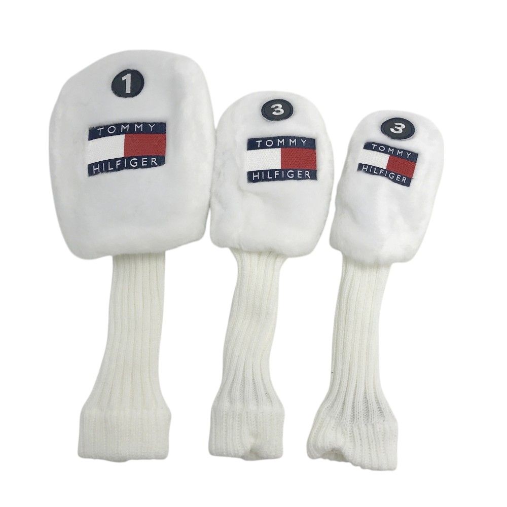 TOMMY HILFIGER GOLF トミー ヒルフィガーゴルフ 2025年モデル ヘッドカバー ファー 3点セット ホワイト系 UT FW DR 240101443904 ゴルフウェア ストスト