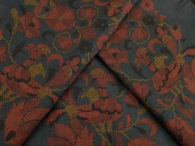 平和屋着物●本場大島紬 一元7マルキ 花鳥間道 正絹 逸品 AAAZ4865ck