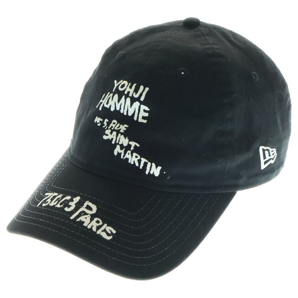 Yohji Yamamoto POUR HOMME ヨウジヤマモト プールオム ×NEW ERA 930CS YY ADDRESS P ニューエラ 9THIRTY ハンドペイントロゴ 6パネルキャップ 帽子 ブラック HE-H82-974