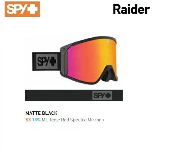SPY GOGGLE スパイ ゴーグル RAIDER レイダー MATTE BLACK HD+
