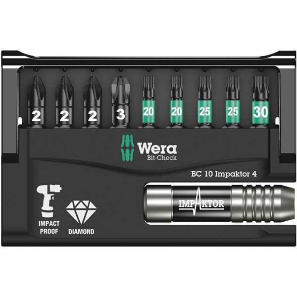 WERA ヴェラ 10点組 差込6.35mm インパクト ダイヤモンド ビットセット 057417 工具 ツール DIY 作業工具 道具