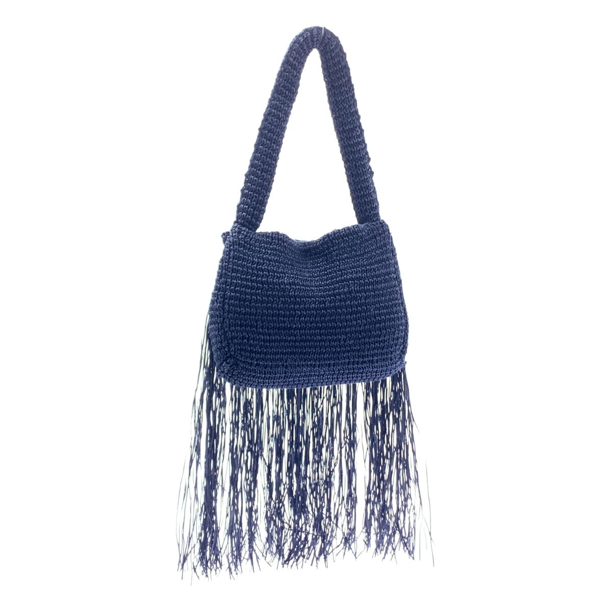 【新品.未使用】NKNIT ハンドバッグ ネイビー NKNIT / ンニット | フリンジ ニット ハンドバッグ ネイビー