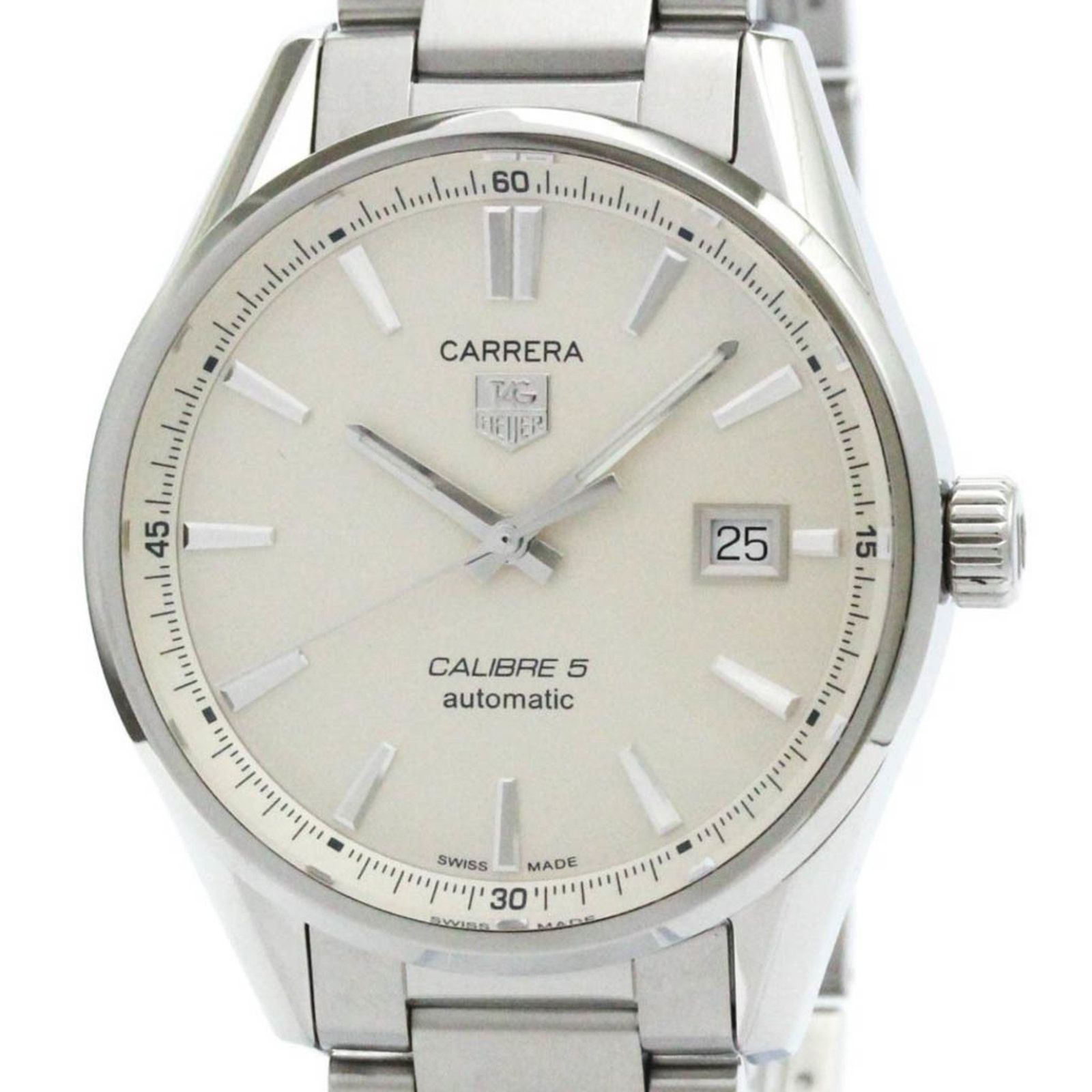 タグホイヤー (TAG HEUER) カレラ キャリバー 5 ステンレススチール 自動巻き メンズ 時計 WAR211B (外装仕上げ済み)【中古】