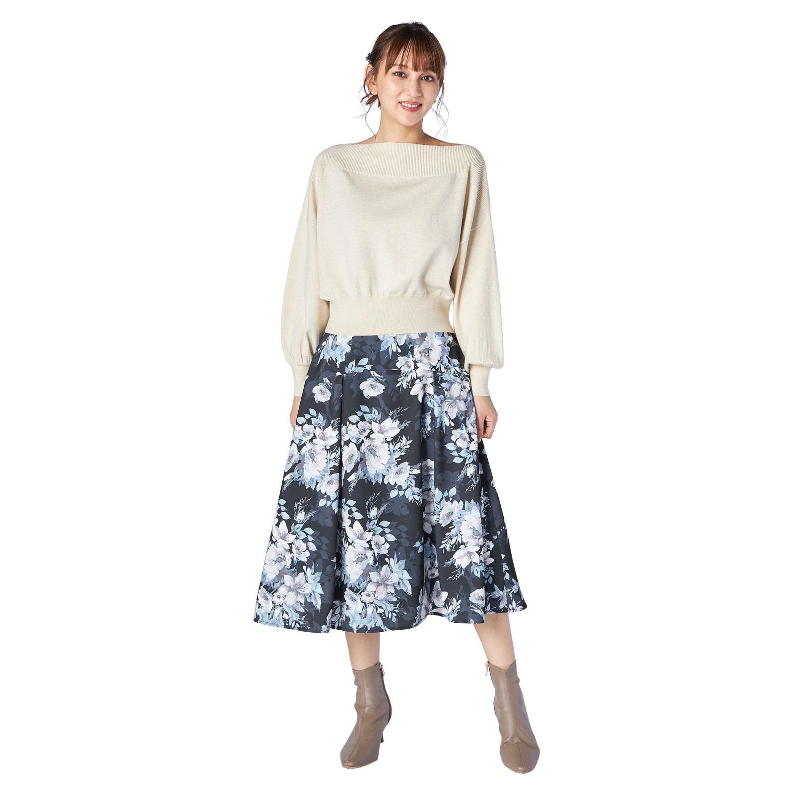 Size 36 RegularR_Color ブラック レッセパッセ スカート ブーケフラワープリントスカート レディース 37241140800 クロ