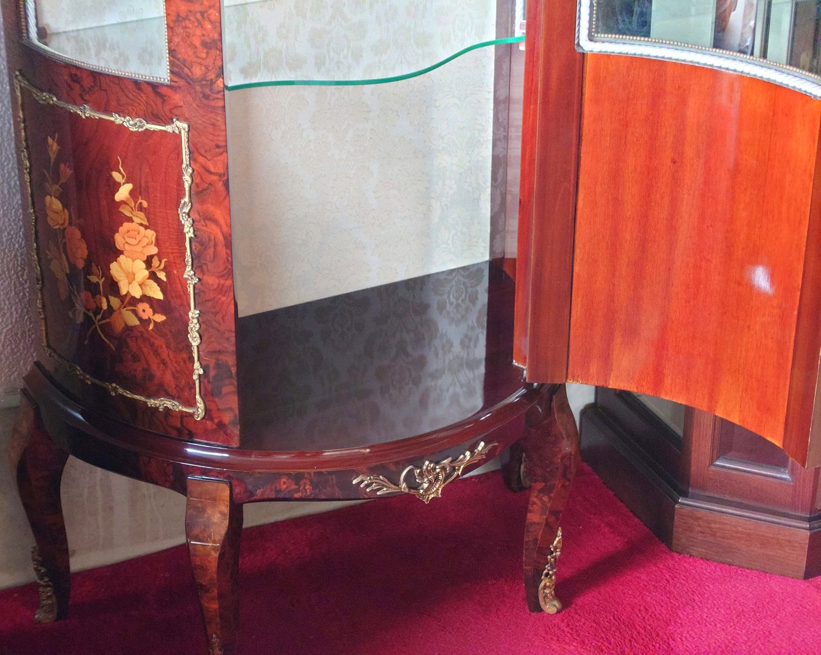 スペイン アンティーク飾り棚 マホガニーローズウッド キャビネット スペイン アンティーク飾り棚 マホガニーローズウッド