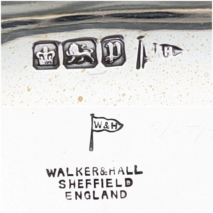 1907年 英国アンティーク 純銀製バスケット ピアス装飾 可動ハンドル 347g Walker&amp;Hall 1907年 英国アンティーク 純銀製バスケット ピアス装飾 可動