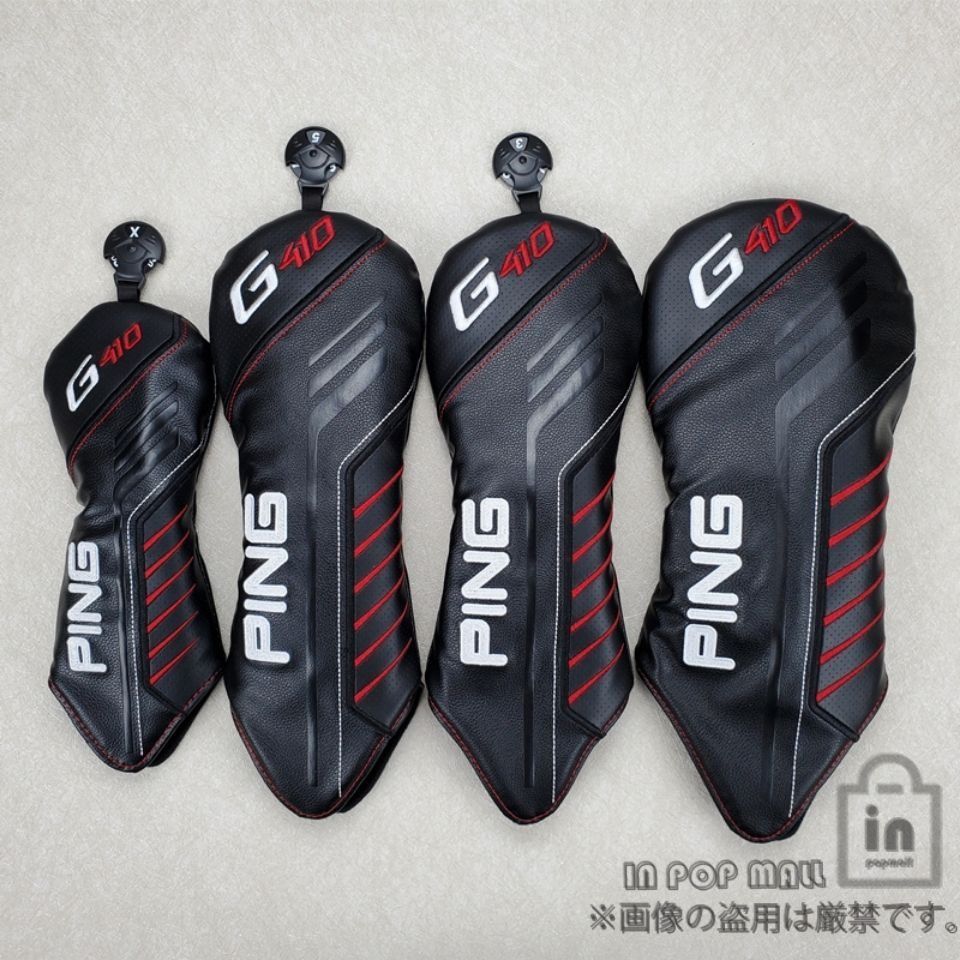 PING Golf ピン ゴルフ クラブ ヘッドカバー ブラック 1 3 5 UT 4点セット ブラック×ホワイト アイアン用 ドライバー用 ゴルフヘッドカバー