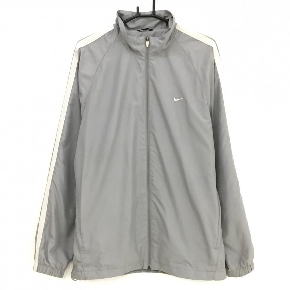 ナイキゴルフ ジャケット グレー×白 裏地メッシュ 袖ライン メンズ XL ゴルフウェア NIKE