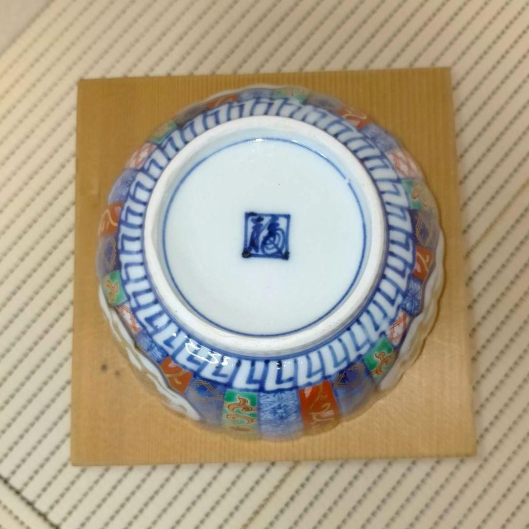 大聖寺伊万里 菊形色絵染錦 向付 古伊万里 骨董 角福 金襴手 紋章文 藍錦 大聖寺伊万里 菊形色絵染錦 向付 古伊万里 骨董 角福 金襴手