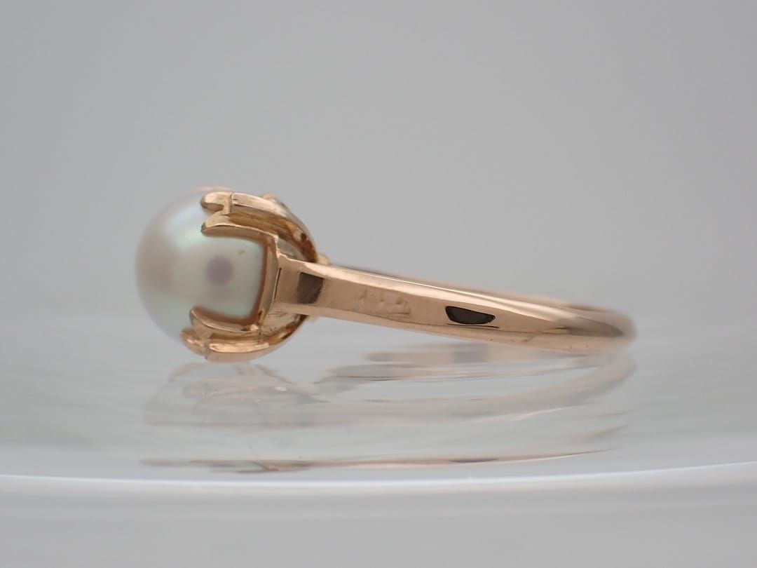 K18 イエローゴールド パールリング 8.1mm珠 10号 3.36g 中古B 【送料  