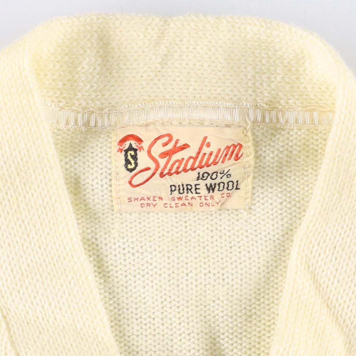 60年代 Stadium ウールレタードニットカーディガン メンズS