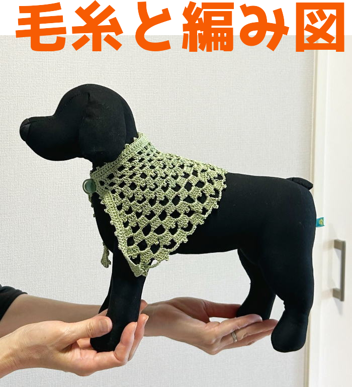 編み物キット ウォッシュコットンクロッシェで編む犬用ケープ 毛糸 夏糸 かぎ針編み 犬の服 ワンコ服 ドッグウェア