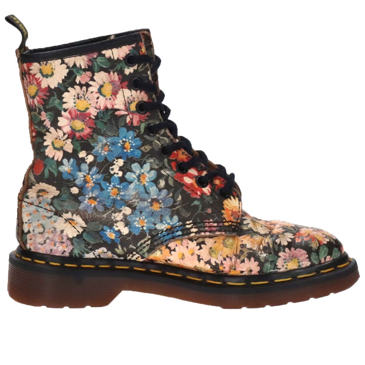 ドクターマーチン 花柄ブーツ 英国製 サイズ５ 24cm 古着 ドクターマーチン Dr.Martens 花柄 8ホールブーツ 英国製