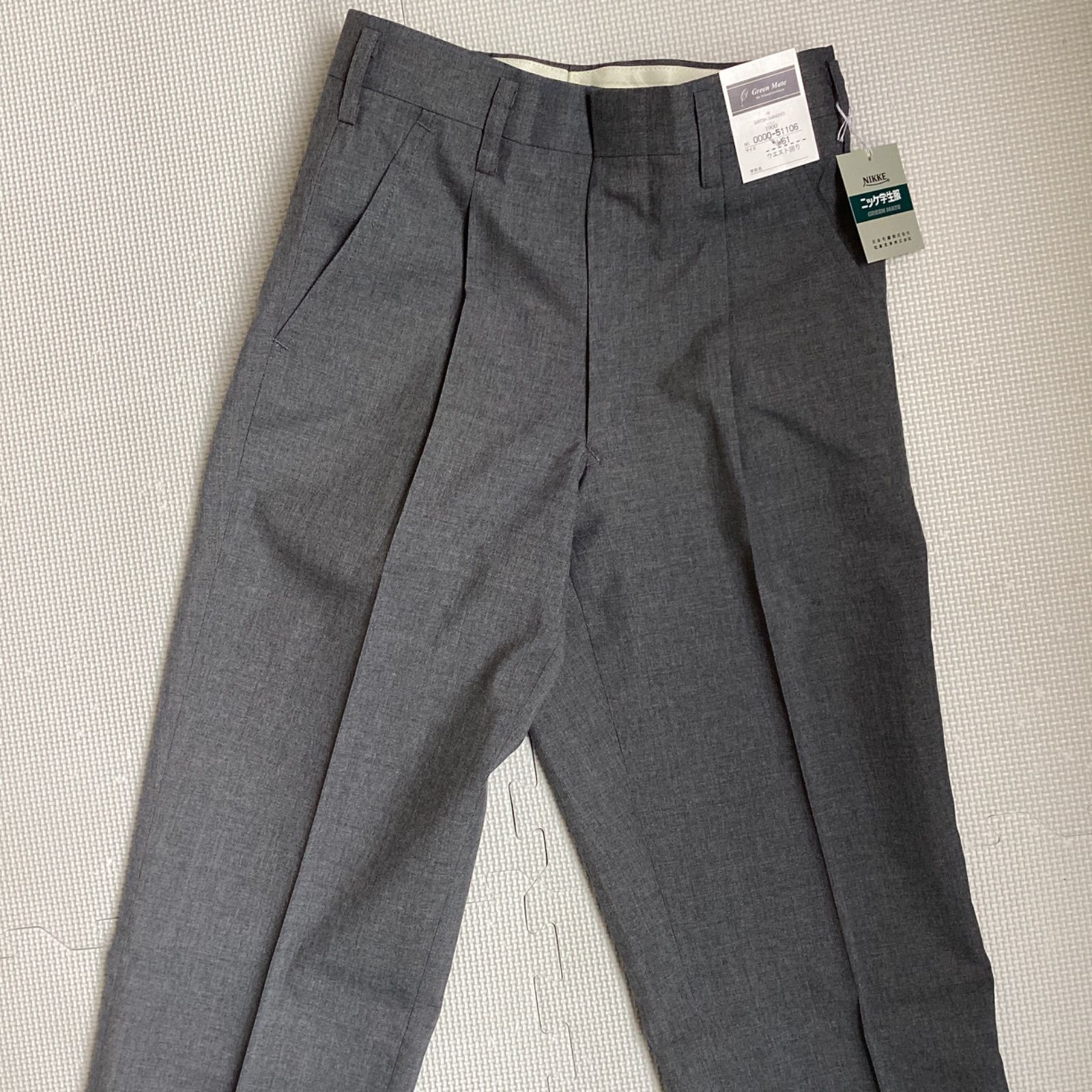 夏用 学生ズボン 男子スラックス W61～88 グレー ワンタック