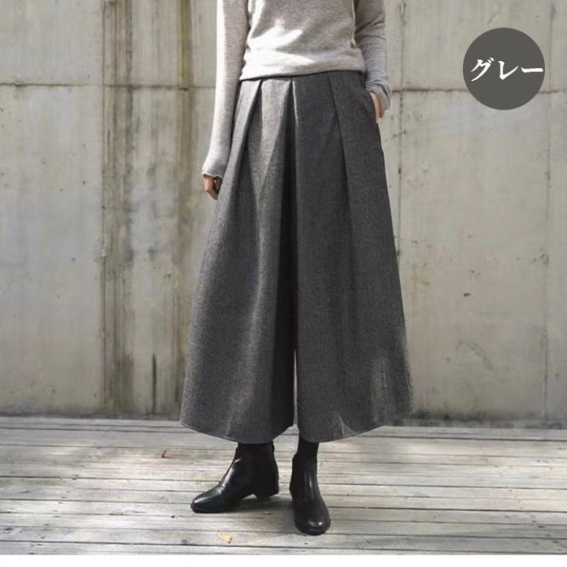 ガウチョパンツ 冬 フレアパンツ スカーチョ 秋冬 きれいめ
