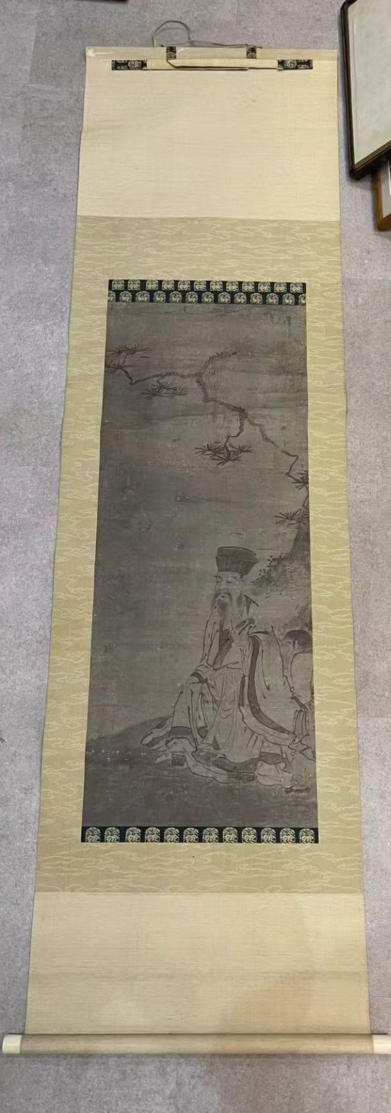 模写 寿老人 山楽作 狩野山楽 狩野派 掛軸 木 き 本紙サイズ約112*41㎝