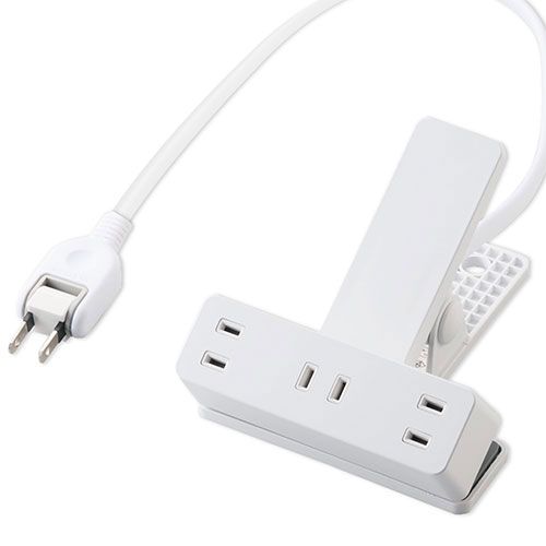 5個セット エレコム 延長コード 電源タップ コンセント 2P 3個口 2.5m クリップタイプ 雷サージ ホコリシャッター付 ホワイト T-KF03-2325WHX5