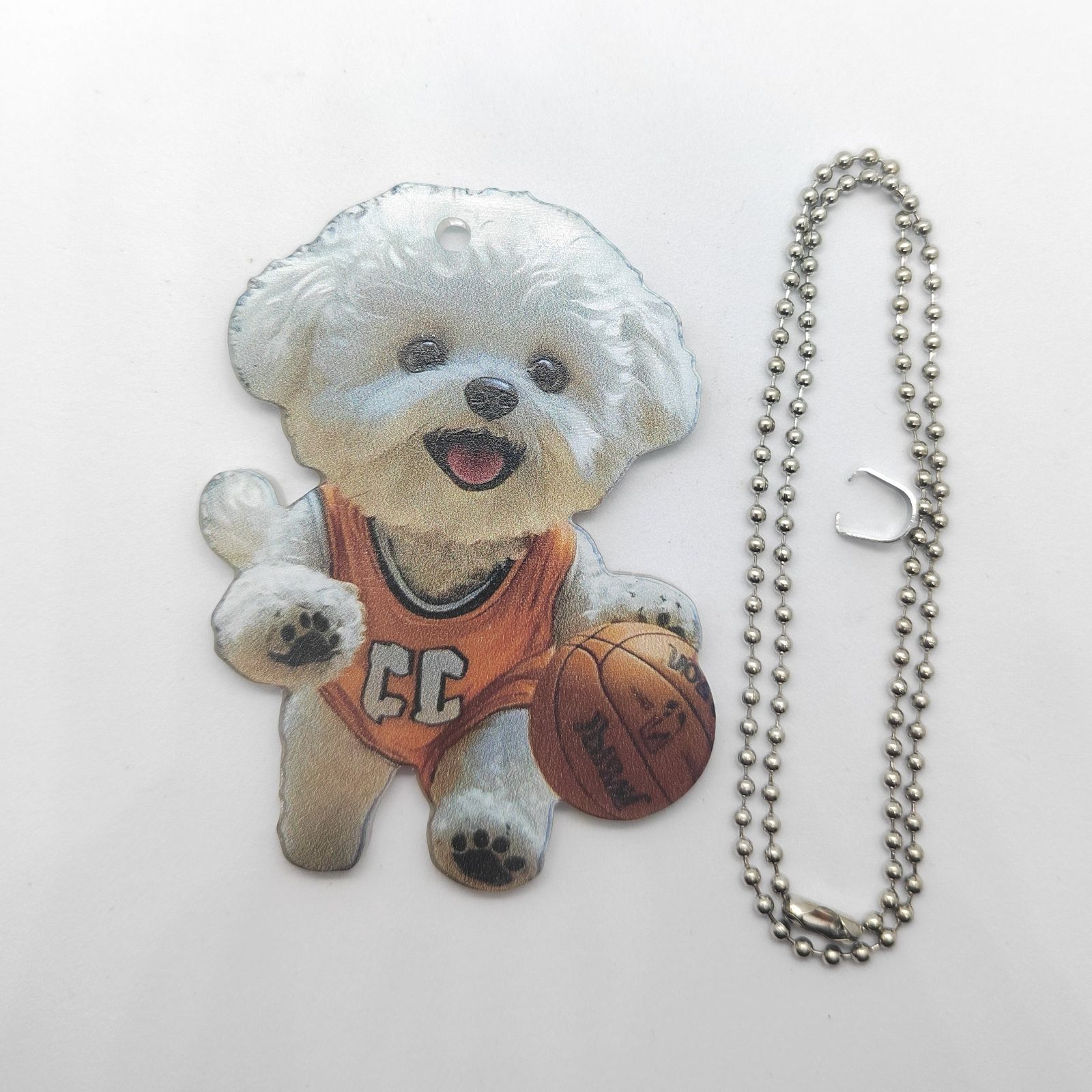 キーホルダー 犬 トイプードル パスケ 2D アクリル 8cm 白犬