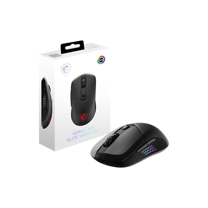 MSI VERSA 300 ELITE W ワイヤレス ゲーミングマウス 軽量 65g 有線 無線 左右対称 MS0730
