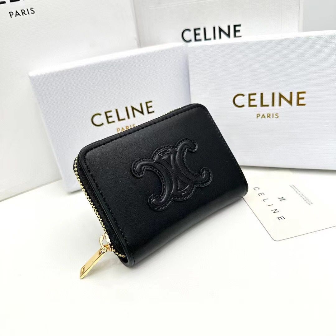 CELINE セリーヌ 箱付き 二折り財布 小銭入れ コインケース ウォレット レザー ブラック 黒 新品 未使用 - メルカリ