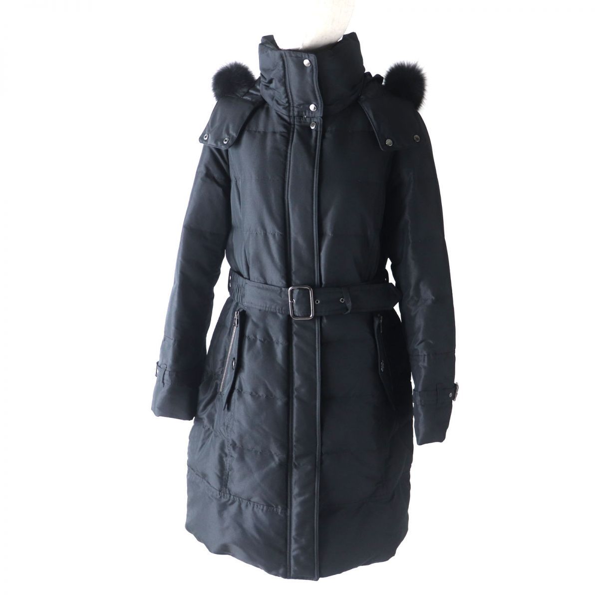 美品✨BURBERRY LONDON ダウンコート　ブラック　フード　ファー 美品 バーバリー ロンドン BURBERRY LONDON コート ダウンコート
