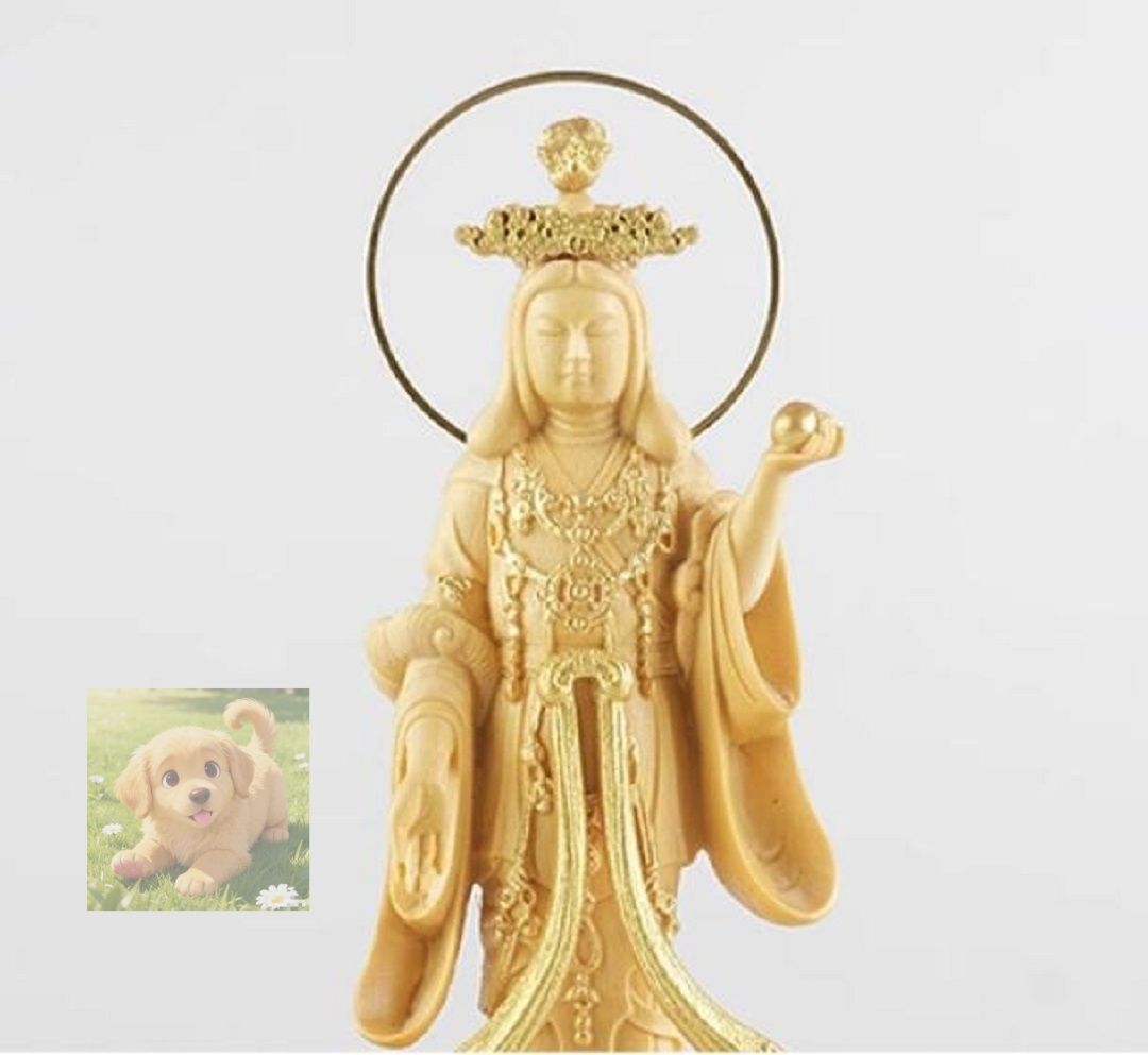 仏像 吉祥天 立像 桧木 木彫仏像 木彫り 木製富の幸せの守神総 高11cm