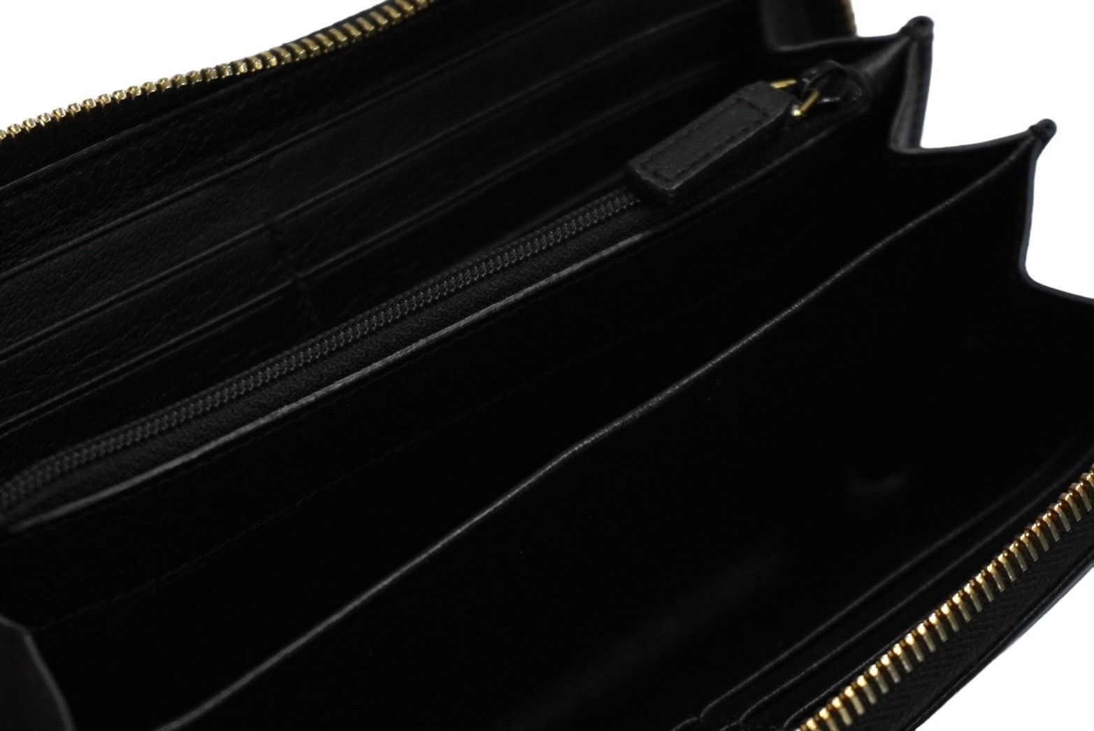 YVES SAINT LAURENT イヴ サンローラン 長財布 ラウンドファスナー YSLロゴ 352904 レザー ブラック 美品 中古 61569 61569-d1.jpg