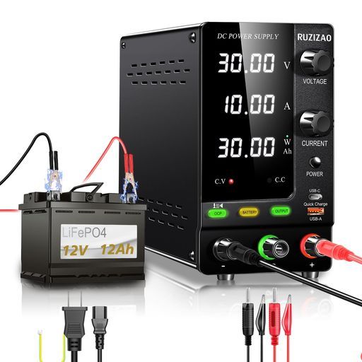 RUZIZAO安定化電源30V10A4桁電圧電流電力表示エンコーダ調整デスクトップ電源スイッチング電源6V12V24V電池充電用可変直流安定化電源めっき実験室用直流安定化電源電気制御機器バンド出力…