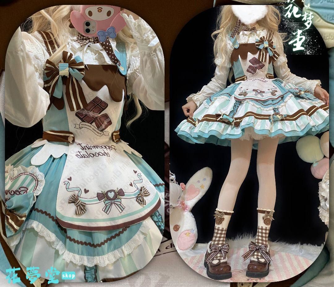25年 コスプレ お姫様ロリータセット 仮装 オリジナル 洋服 ロリータ ワンピース 撮影会 舞台 イベント 花夢堂-307