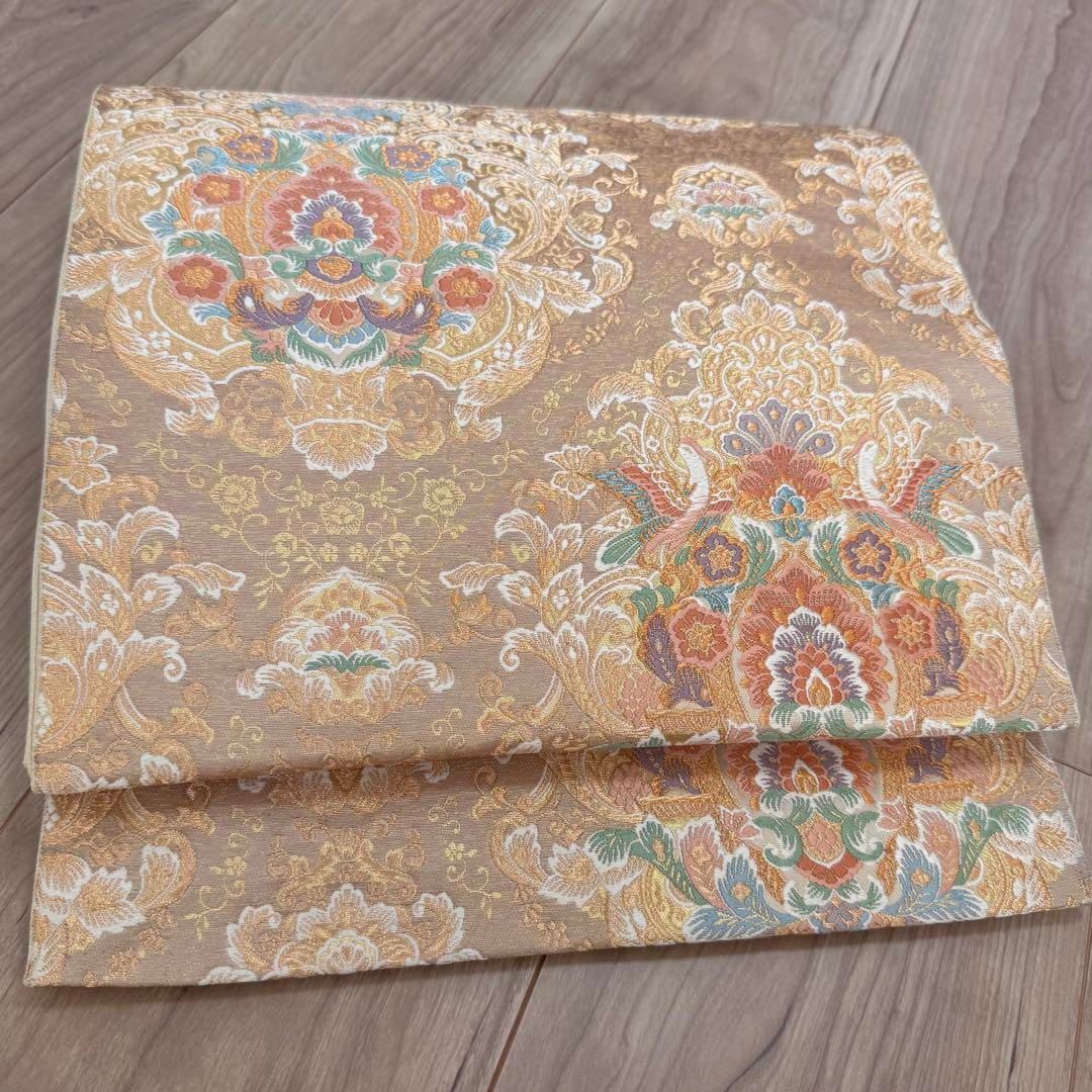 超美品 正絹 六通 現代袋帯 着物 441.5㎝ 服部織物 王朝更紗紋 超美品 正絹 六通 現代袋帯 着物 441.5㎝ 服部織物 王朝更紗紋