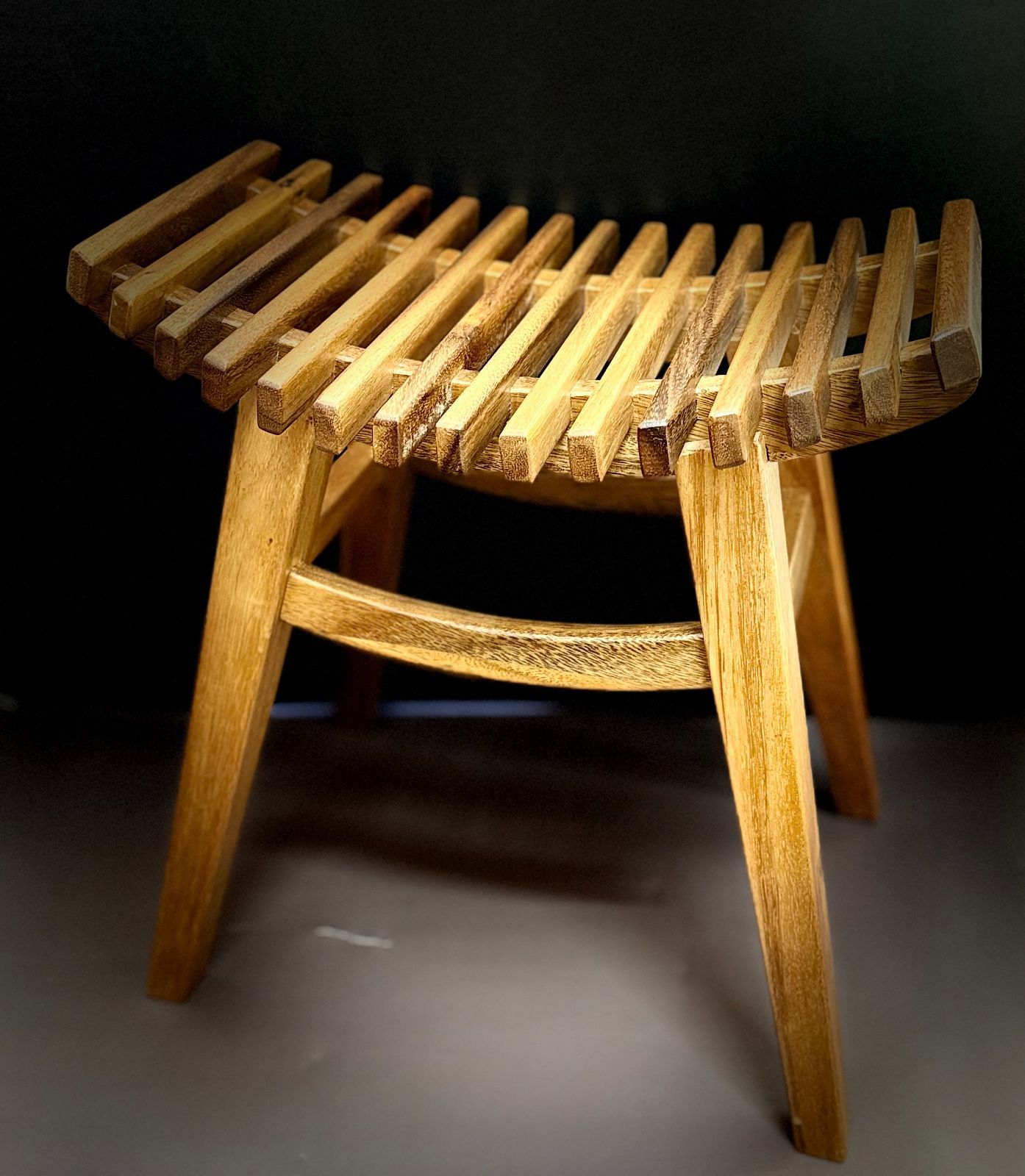 木製スツール stool すのこカーブ曲線 無垢 モンキーポット材