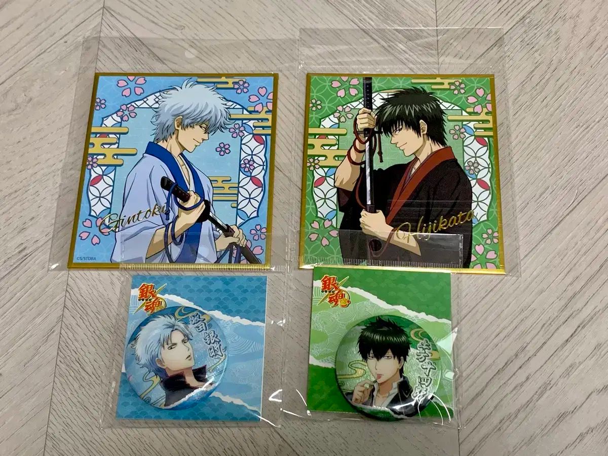 銀魂 坂田 銀時 土方 十四郎 ビジュアル色紙 + スピリッツ しゅごキャラ! 缶バッジ セット