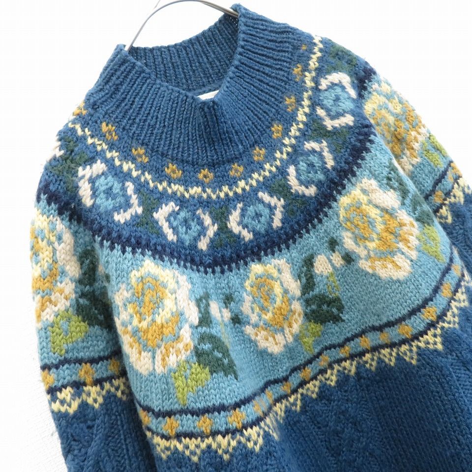 ローラアシュレイ LAURAASHLEY ニット セーター ロング ハイネック 花