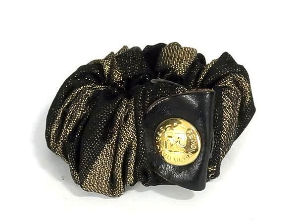 FENDI フェンディ ストライプ シュシュ ヘアゴム ヘア レディー ブラック系×ゴールド系 AT3377