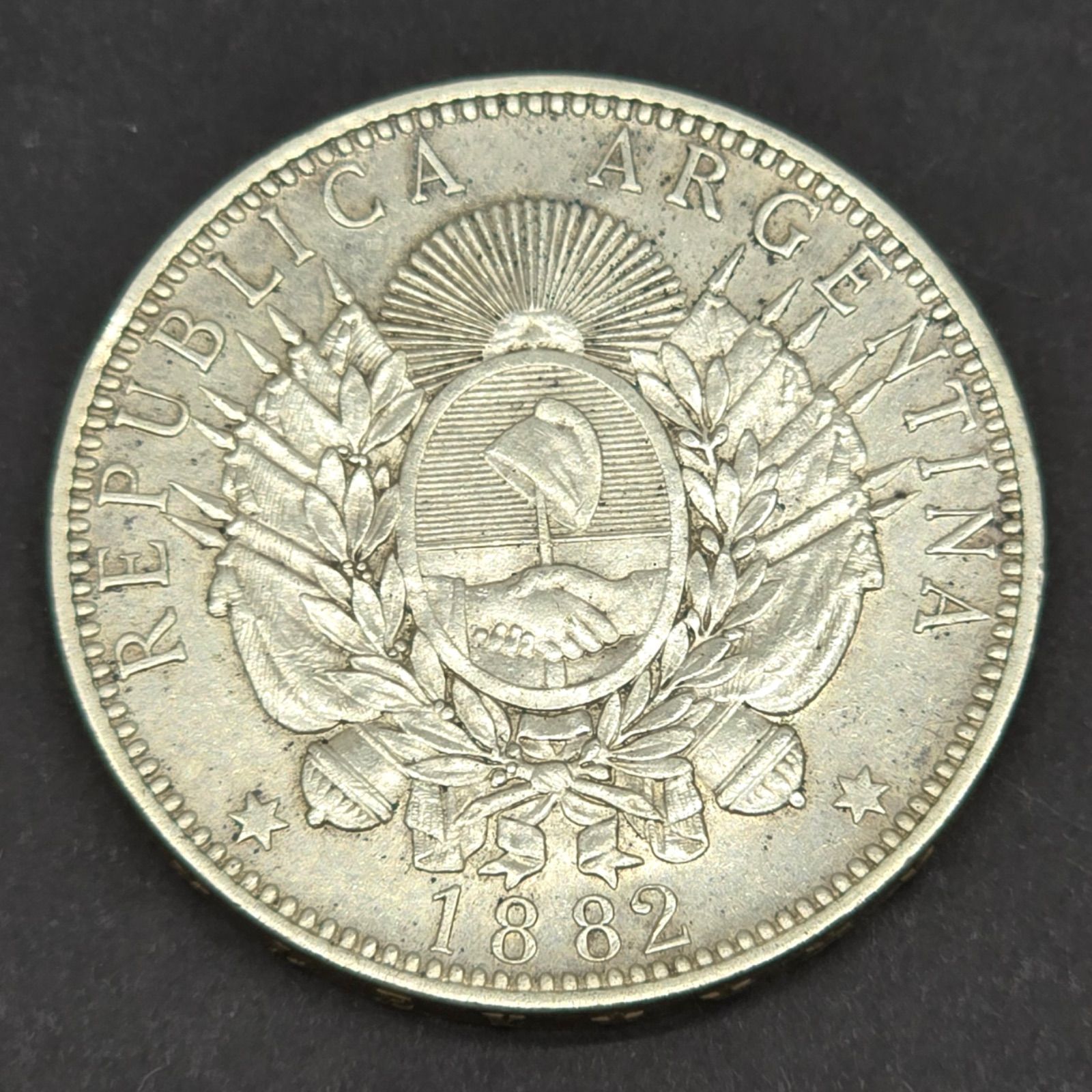 アルゼンチン 1882年 1ペソ 銀貨 自由の女神 銀品位900 25.02g 直径37.4㎜ 比重10.3程度 アンティークコイン シルバーコイン 海外銀貨 記念硬貨