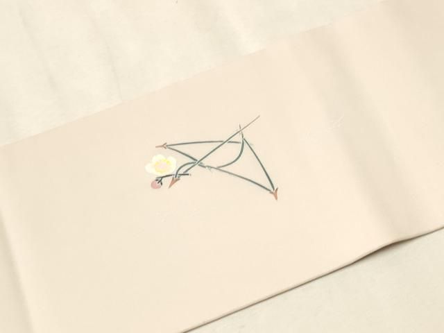 平和屋着物●塩瀬　本加賀友禅作家　談義所栄二　九寸名古屋帯　梅　こぼれ松葉　正絹　逸品　CAAV7007hy 平和屋着物○塩瀬 本加賀友禅作家 談義所栄二 九寸名古屋帯 梅 こぼれ