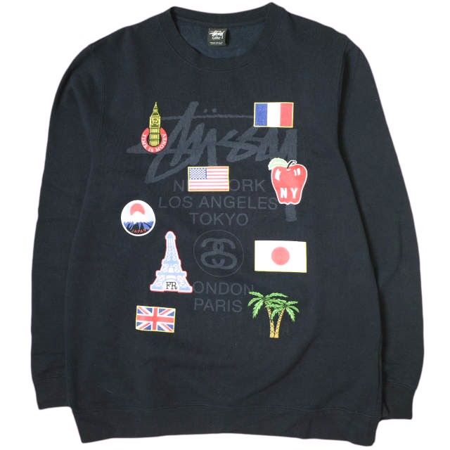 STUSSY ステューシー アメリカ製 15AW WT FLAGS SWEAT 裏起毛 