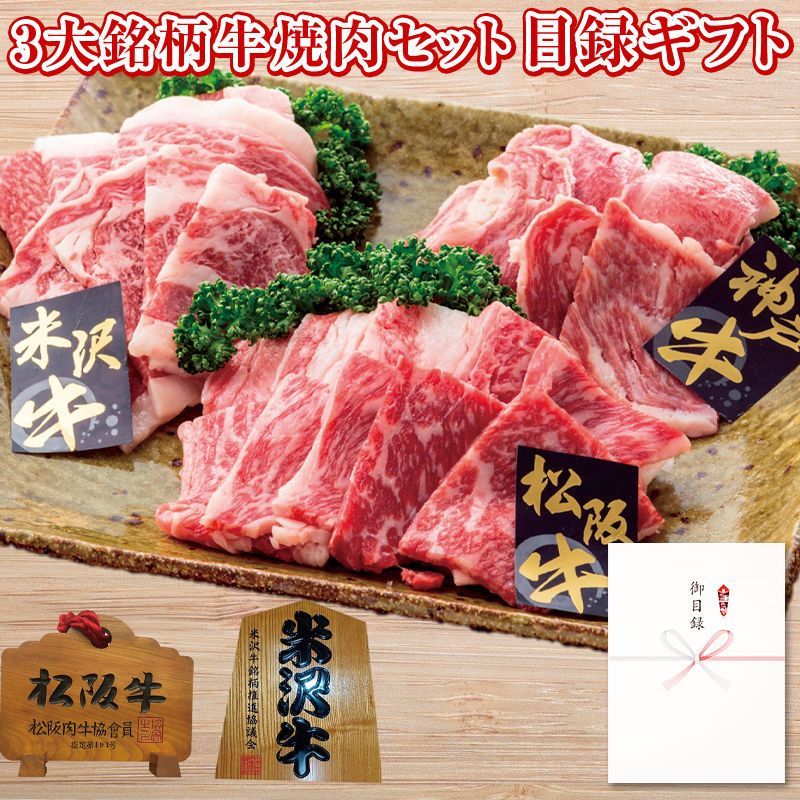 景品に最適 パネルスタイル目録ギフト 3大銘柄牛焼肉セット600g 3224-200
