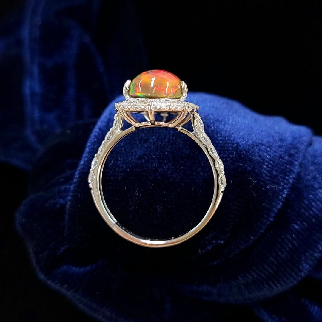 遊色効果！ 最高級2ct オパール 1.15ct ダイヤ プラチナ リング - メルカリ
