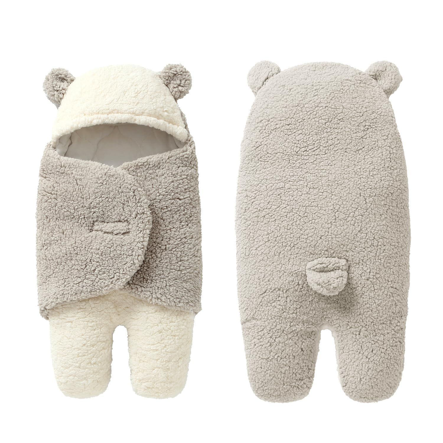 MOONMN ベビーおくるみ 赤ちゃんおくるみ 新生児おくるみ ベビー服 ベビー寝袋 出掛け 見た目は可愛い 冬 新生児着ぐるみ 抱っこ布団 足付き 出産祝い 防寒 暖かい 柔らかい 綿 コットン フー
