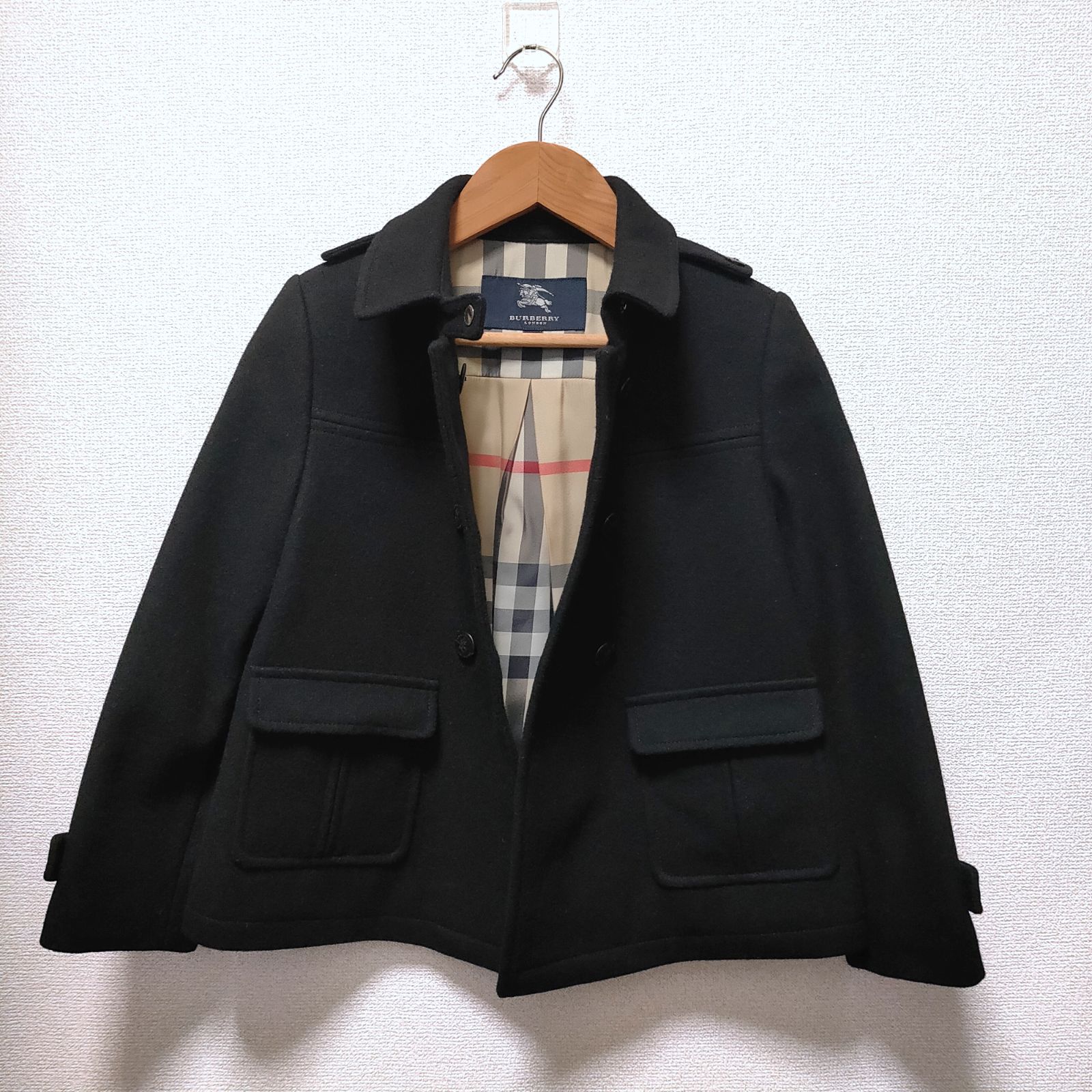 極美品 BURBERRY Pコート ノバチェック バーバリー ロンドン ウール