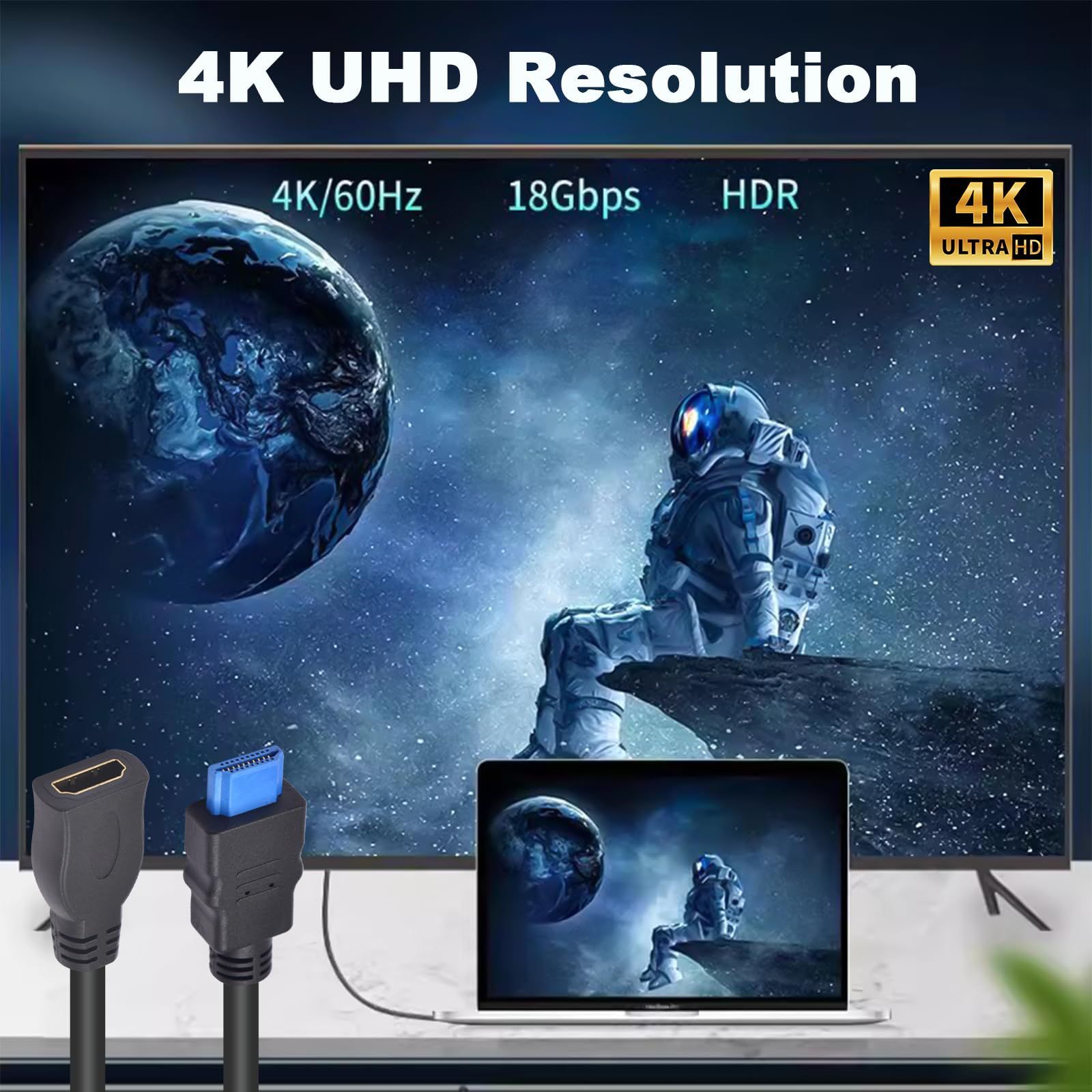 新着商品】4K HDMI延長ケーブル短い、薄型HDMIオスメス変換ケーブル