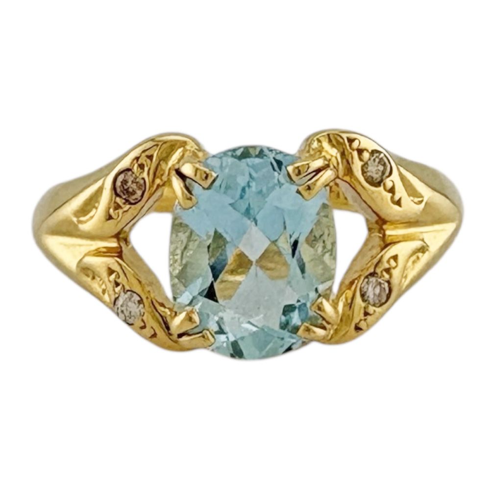 リング 指輪 12号 18金 K18イエローゴールド ブルートパーズ  