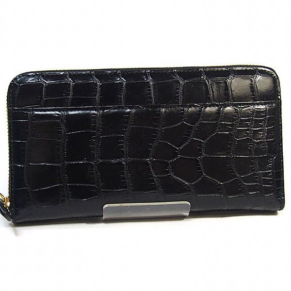 クロコダイル 0621 長財布 ブラック  CROCODILE 両サイド外ポケット付き ラウンドファスナー クロコダイル 0621 長財布 ブラック CROCODILE 両サイド外ポケット付き